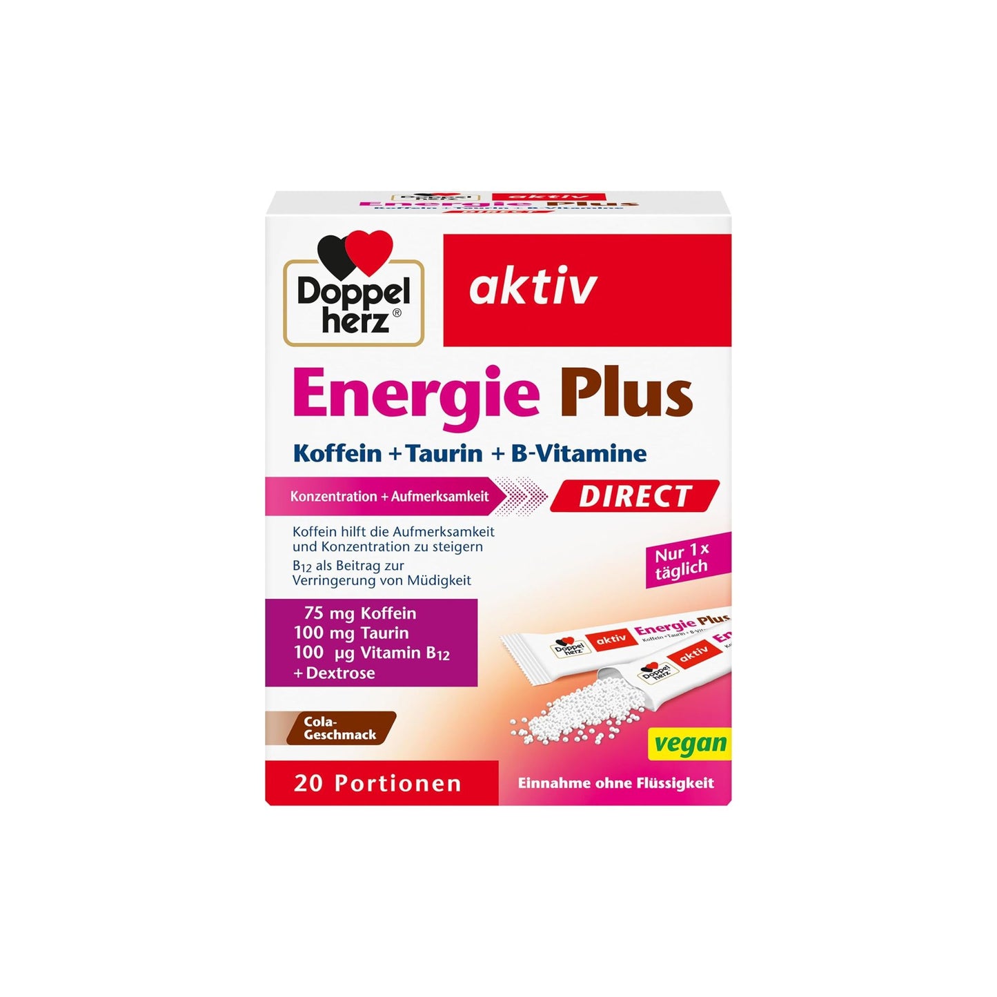 Doppelherz Energie Plus kofeiin ja tauriin DIRECT pulber 20 tk