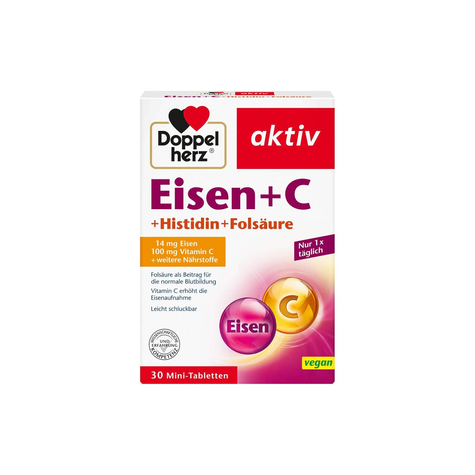 Doppelherz Raud, C-vitamiin, histidiin ja foolhape 30 minitabletti